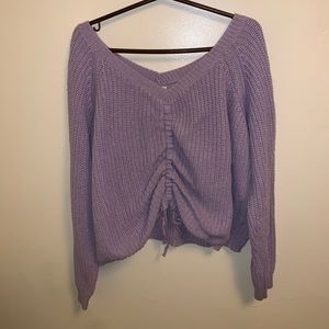 Forever 21 Purple Ruched Drawstring Sweater